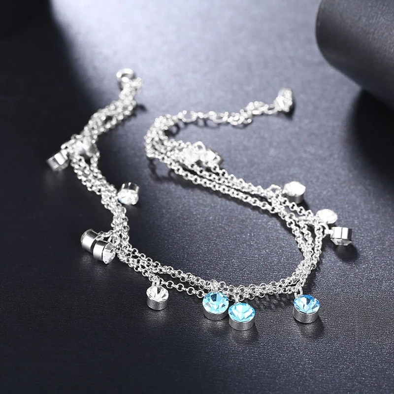 

Romad Fashion Vintage Blue Crystal Anklets For Women Shoe Boot Chain Bracelet Summer Beach Foot Jewelry bracelets on the leg Z3