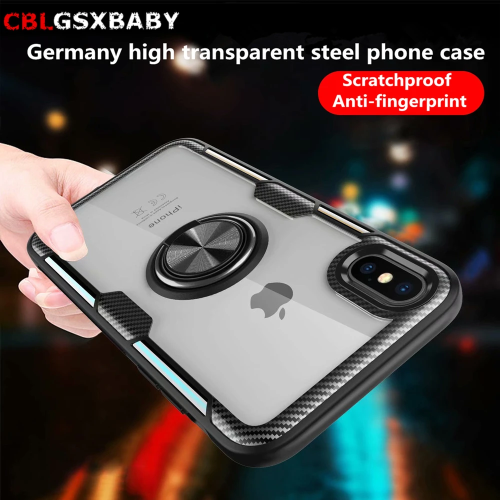 Luxury Armor Phone Case For iPhone 12 11 Pro Max 6 7 8 Plus X 10 Shockproof Cover XS XR With Holder Ring | Мобильные телефоны и