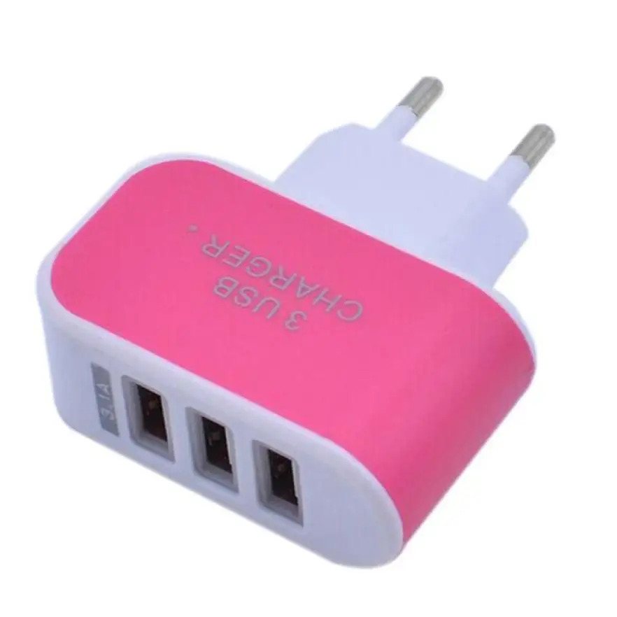 3.1A Triple USB Port Wall Home Travel AC Charger Adapter For S6 EU Plug