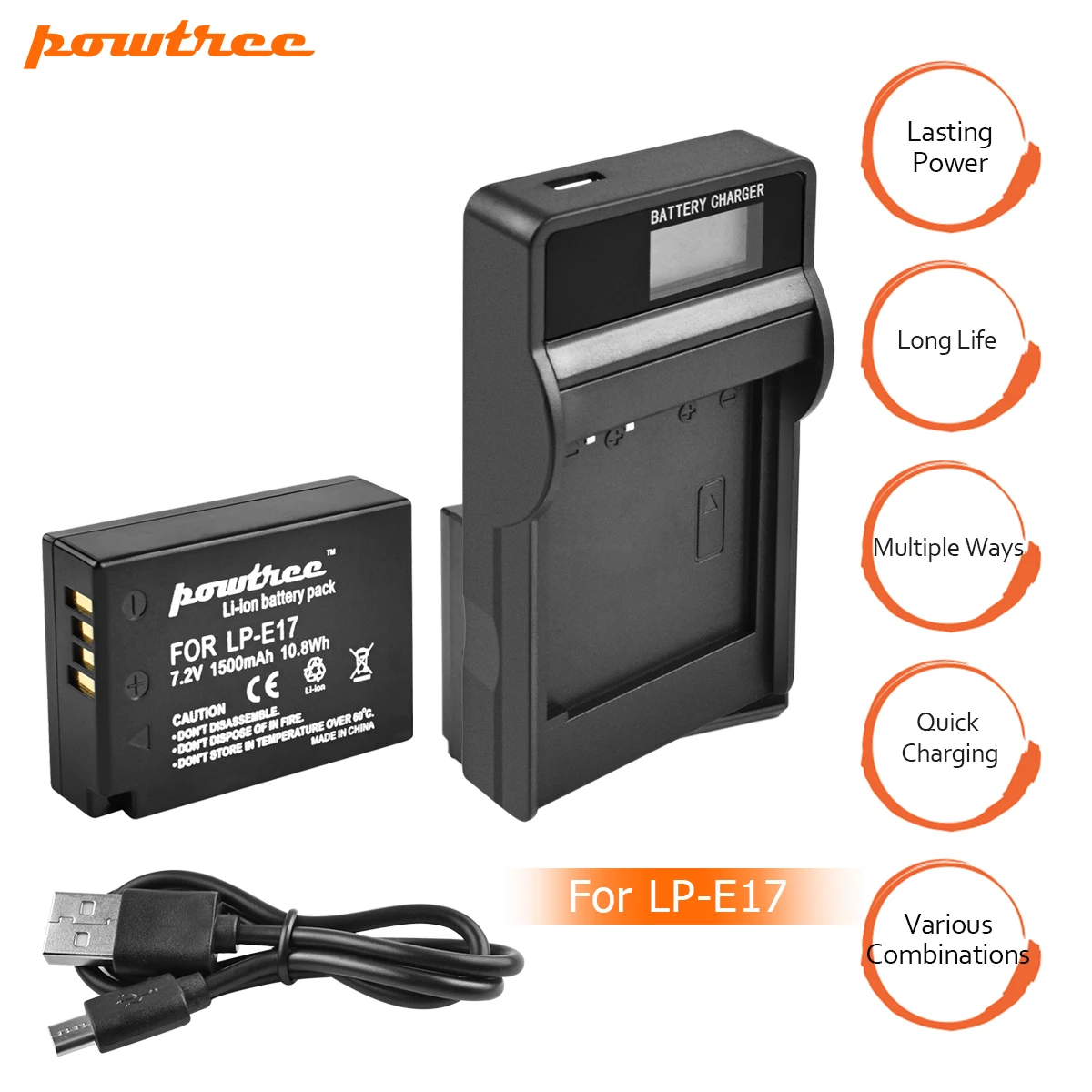 

1Packs 7.2V 1500mAh LP-E17 LPE17 LP E17 Camera Battery + USB Charger For Canon EOS M3 M5 750D 760D T6i T6s 8000D Kiss X8i L15
