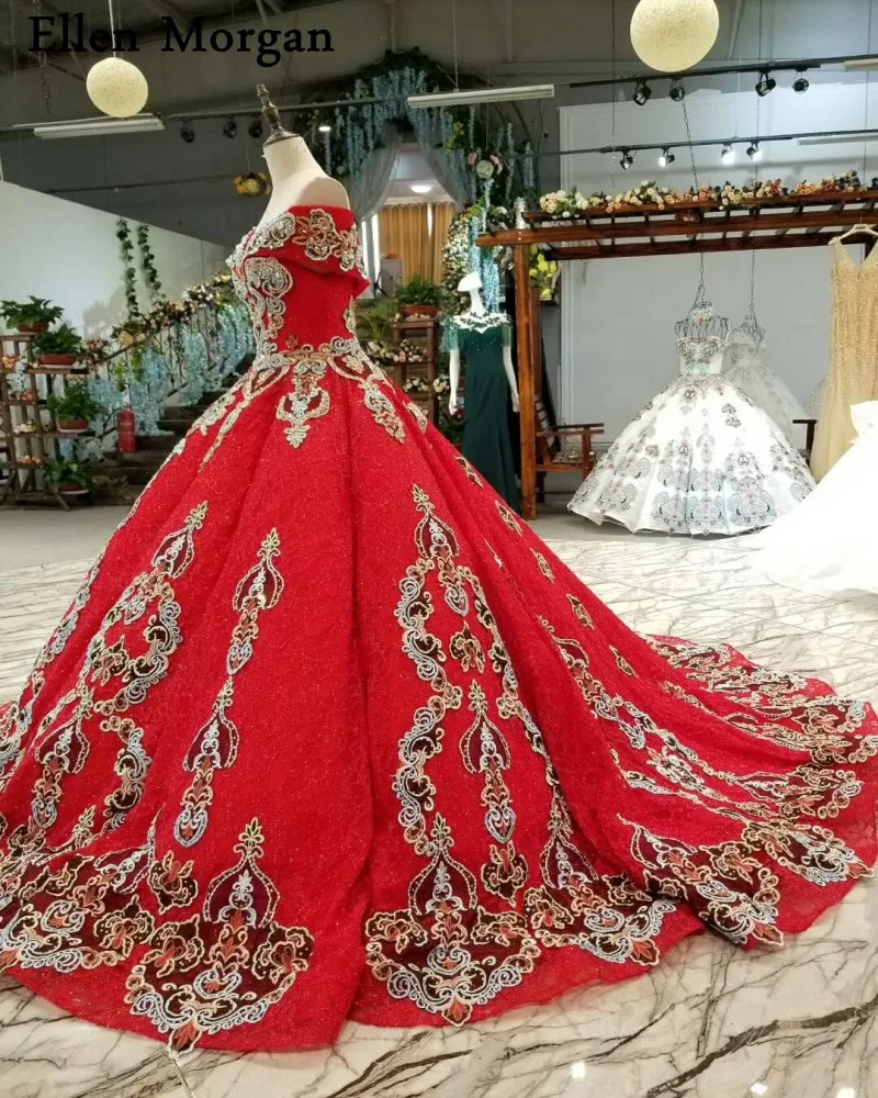 Элегантное Красное Кружевное бальное платье, свадебные платья,, Vestido De Noiva, с открытыми плечами, корсет, расшитый бисером узор, принцесса, сексуальные свадебные платья