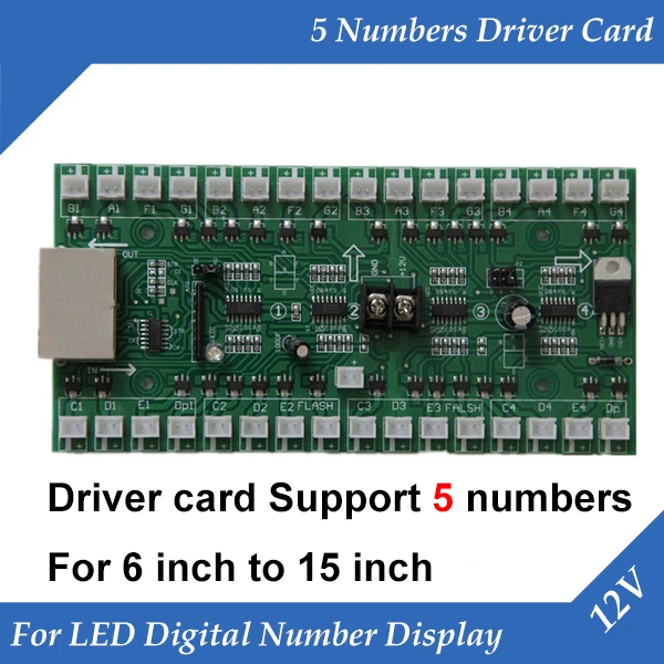 

5 Numbers Driver Card Use For Gas Oil Price LED Display Control Board Use For 6 inch to 15 inch Led Digital Number Module