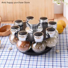 8 шт. вращающаяся банка для специй, набор стеклянных коробок для приправ, соляная банка, шейкеры для специй и перца, бытовые кухонные принадлежности для хранения, комбинация