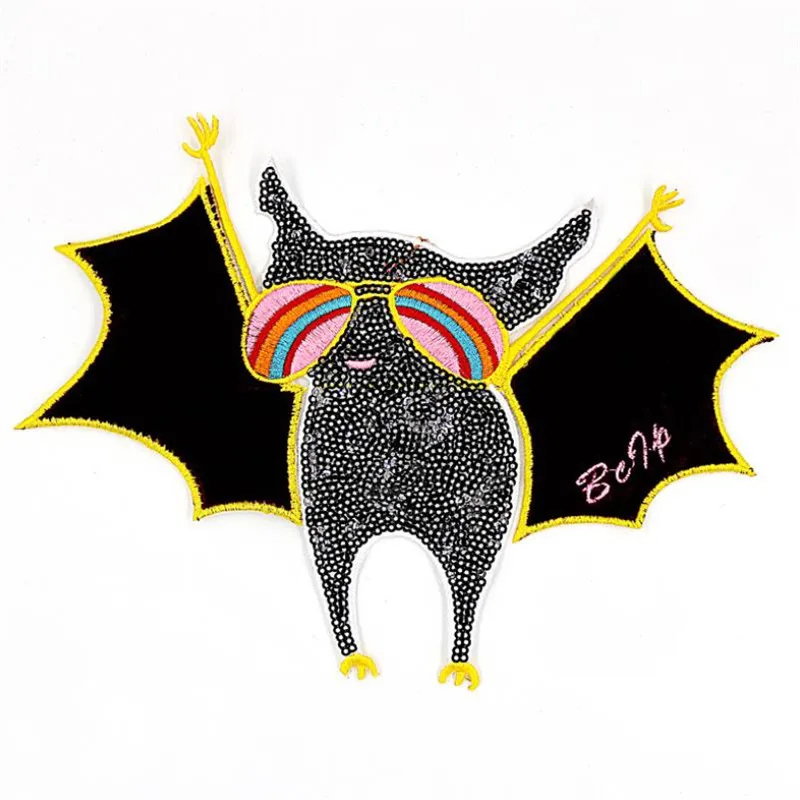 

Clothing Women Shirt Top Diy Large Patch Bat Sequins deal with it T-shirt girls Biker Patches for clothes Animal Stickers