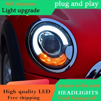 

D_YL Car Styling for BMW Mini R56 Headlights 2006-2013 for Mini F56 LED Headlight DRL Lens Double Beam H7 HID Xenon bi xenon