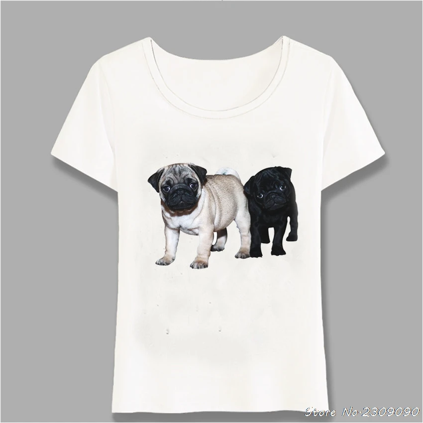

Summer Hipster Black And Fawn Pug Puppies T-Shirt Women t-shirt Novelty Girl Tops Fashion Cool Lady Casual Tee Harajuku