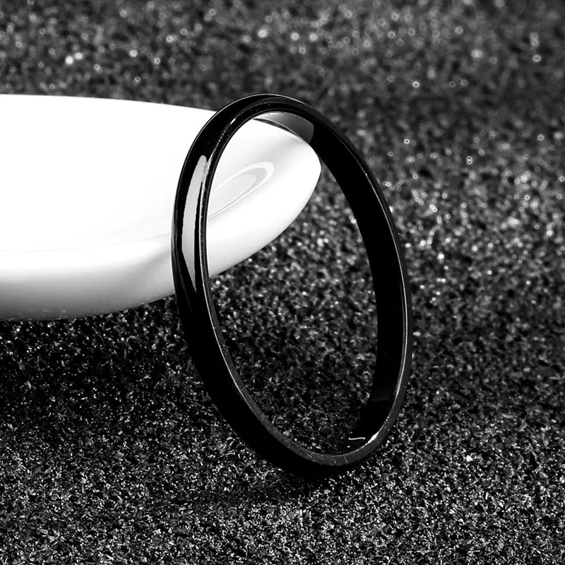 Simple 2MM Thin Titanium Steel 4 Color Couple Ring Simple Fashion Rose Gold Silver Finger Ring For Women Wedding Party Jewelry