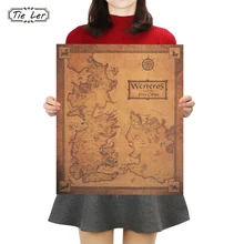 TIE LER Game of Thrones Westeros Map Retro Kraft Paper Poster Interior Bar Cafe Decorative Painting Wall Sticker 42X36cm TIE LER Game of Thrones Westeros Map Retro Kraft Paper Poster Interior Bar Cafe Decorative Painting Wall Sticker 42X36cm