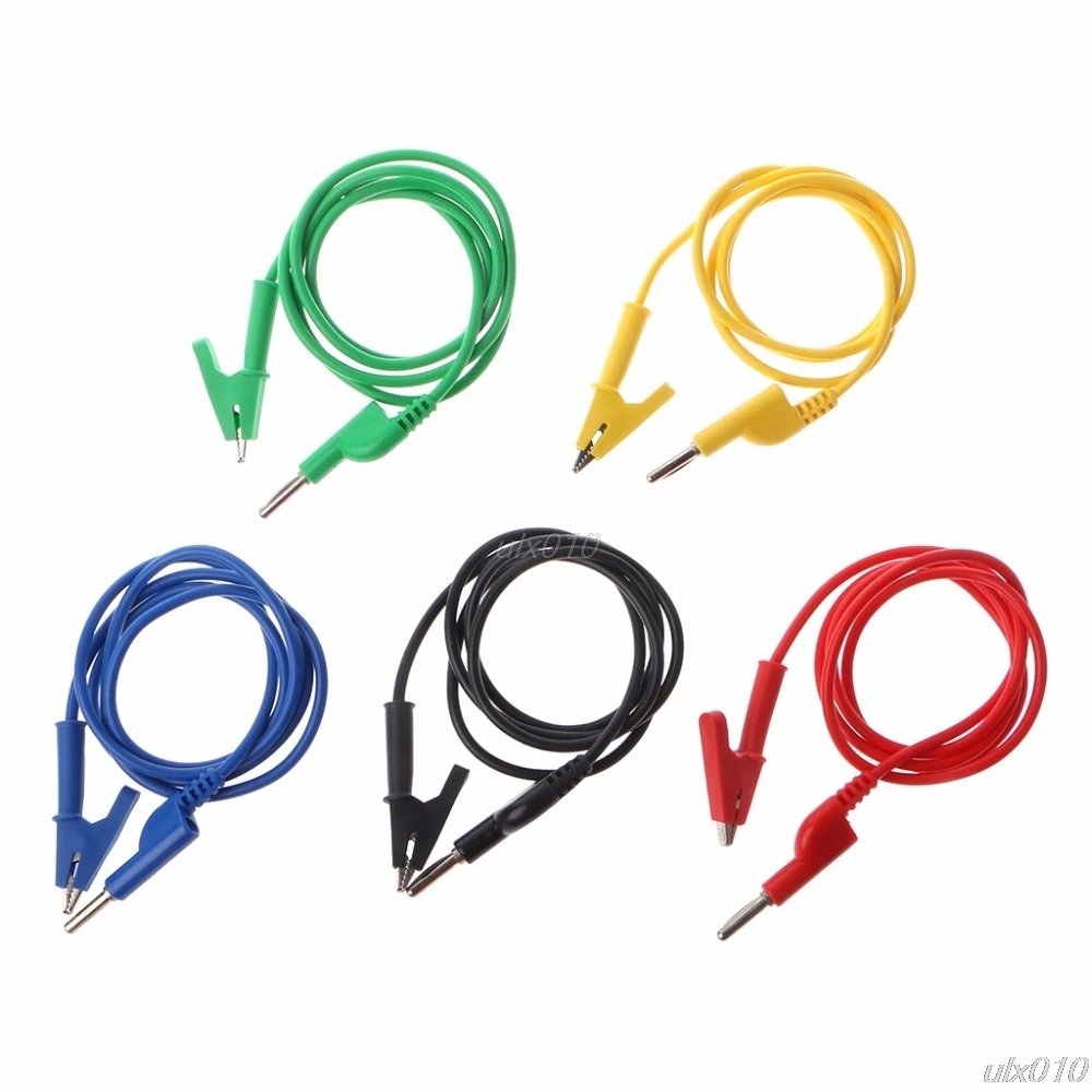 

4mm Silicone Banana Plug To Crocodile Alligator Clip Test Probe Lead Wire Tester Tools S18 Drop ship