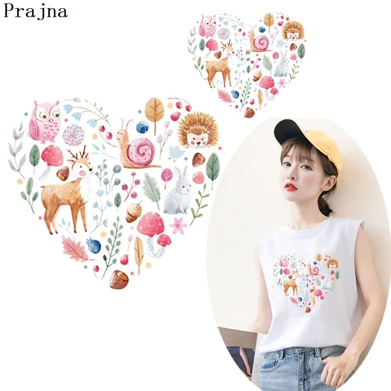 

Prajna Cartoon Heart Patch PVC Iron On Transfer Patch For Clothes DIY Washable Badge Applique Ironing Sticker Transfers Decor