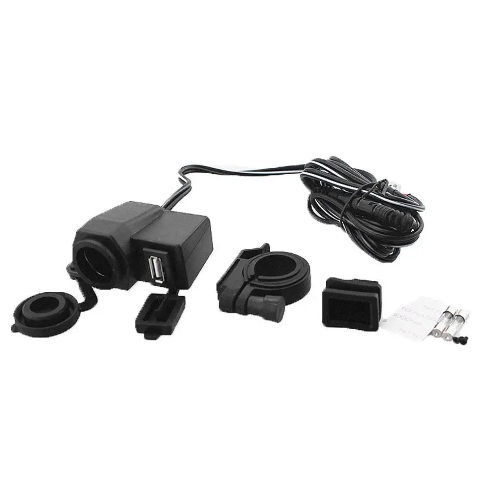 

2 In 1 Auto Motorcycle Cigarette Lighter Socket USB Charger Kit Waterproof Black