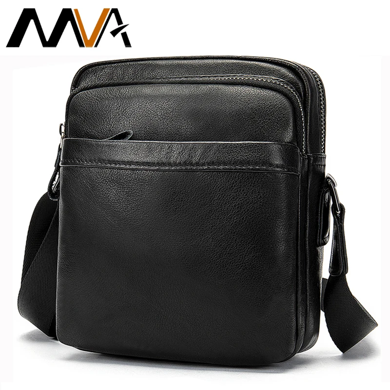 

MVA Genuine Leather Men's Shoulder Bag Casual Handbag Black Purse Phone Small Bags Gifts for Men bolsas Male Crossbody Bag 6027