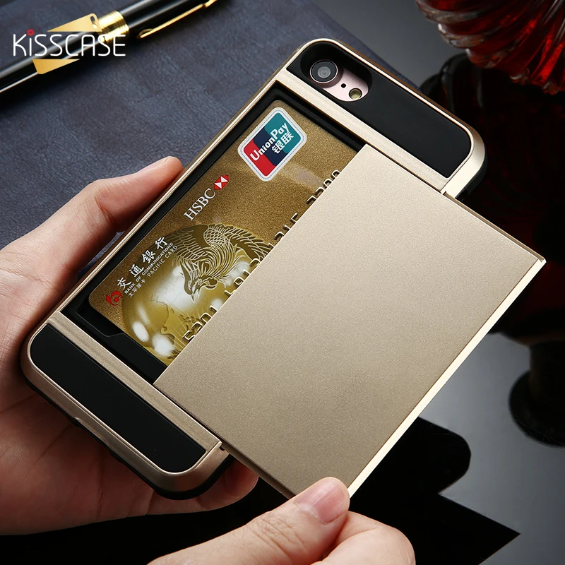 

KISSCASE Luxury Card Holder Case For iPhone X 7 8 6 6S Plus Hard Phone Case For iPhone X XS XR MAX 5S 5C SE 4S Cover Funda Capa