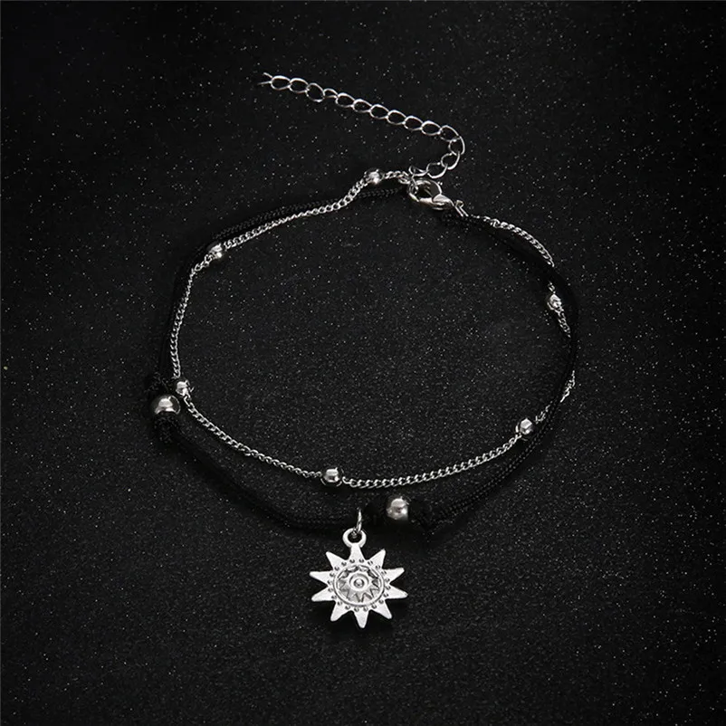 NEW Beads anklets for women Ankle Bracelet Double Chain Sun Anklet Jewelry Beach Section Sandals Pulseras Tobilleras Y17#N (4)
