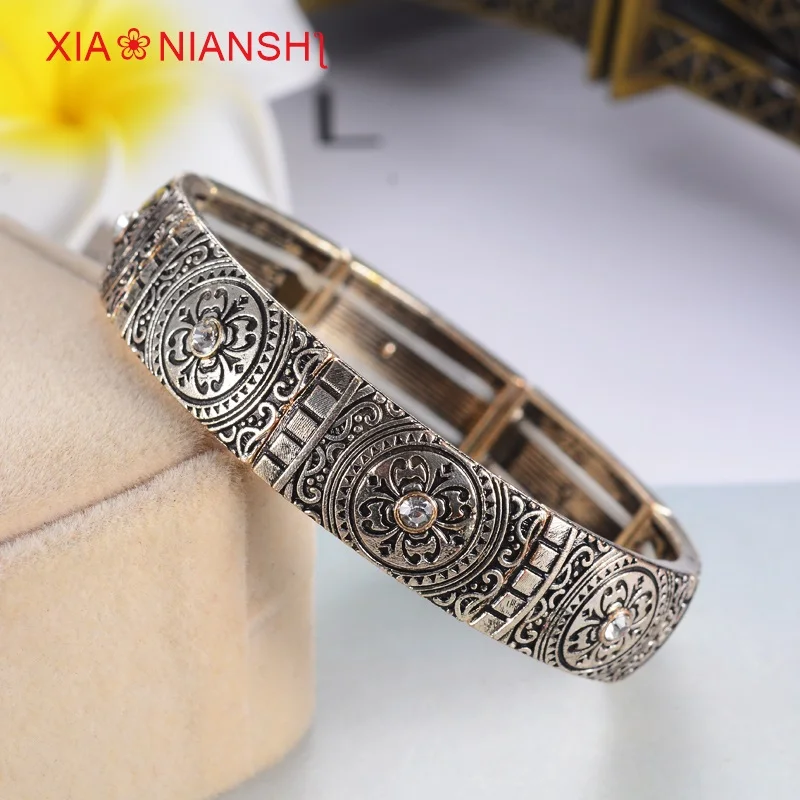 Женский винтажный Эластичный Браслет манжета с кристаллами|bangles for women|bracelets &