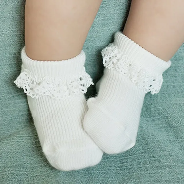 2017 Cute Newborn Toddler Girl Socks Kid White Pink Dressy Lace Ruffle