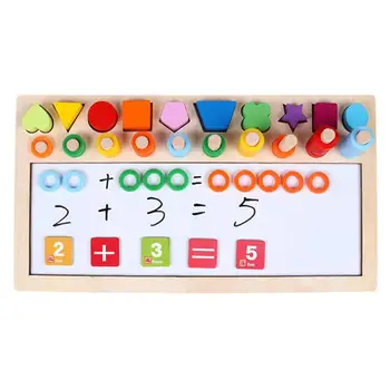

Preschool Wooden Montessori Toys Count Geometric Shape Cognition Math Toys
