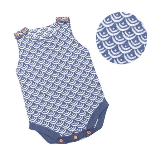

2018 New Baby Girl Knitted Romper Blue Scales Newborn Baby Soft Cotton Clothes Girls Sleeveless Jumpsuit Kids One-Pieces Outfit
