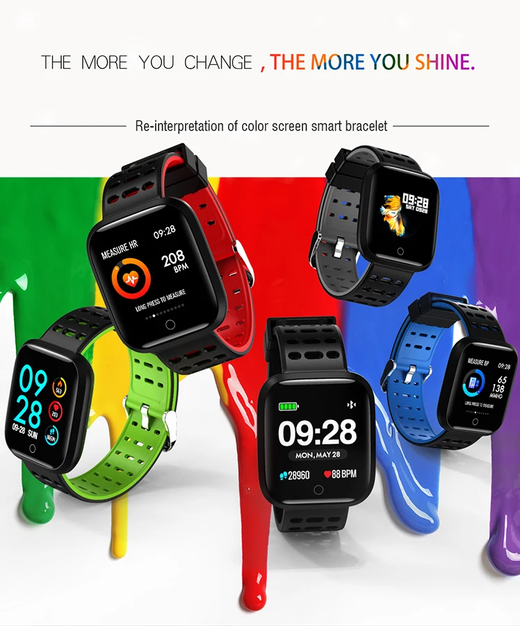 Torntisc Q8 Fitness Bracelet Heart Rate Blood Pressure monitor IP67 Waterproof smart band Sport Smart Watch Men For Android IOS Phone (1)