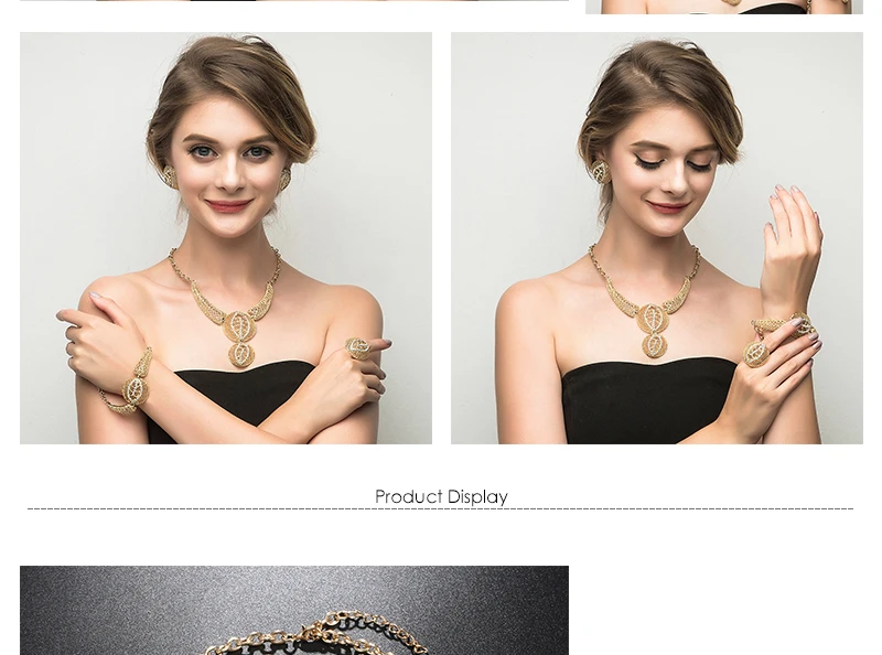 CWEEL Dubai Gold Color Jewelry Sets Women Vintage African Beads Jewelry Set Round Party Indian Bridal Costume Jewelry Set (2)