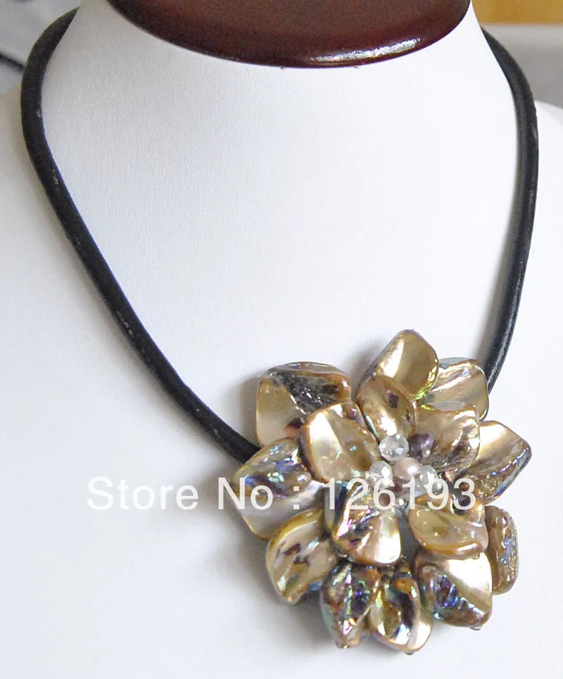 Charming brown shell Pearl Necklace baroque one flower | Украшения и аксессуары
