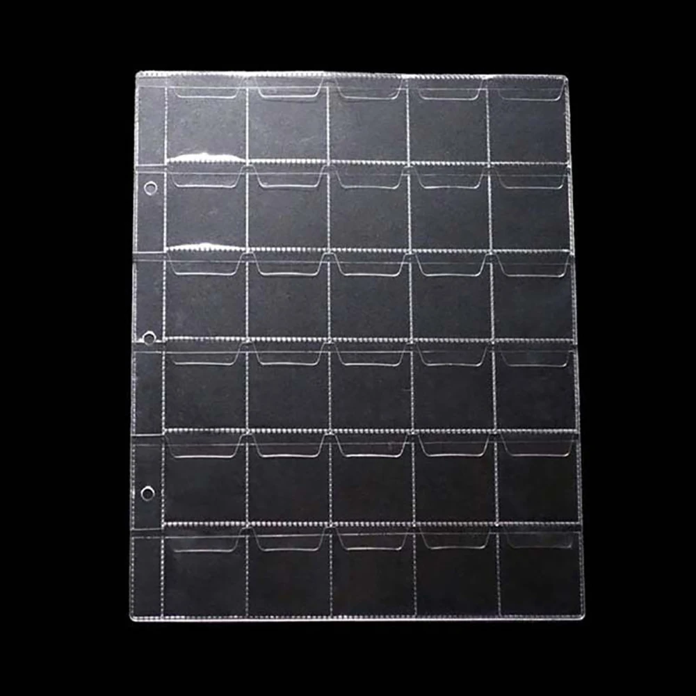 

252x200mm Home 1pc 30 Pockets Three-hole type Coin Album Page Folder Clear Pockets Coin Storage Album Pages