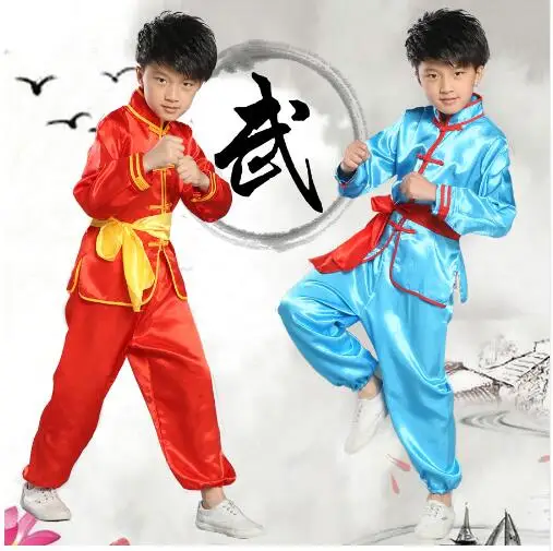 (0102) Hot Sale Children's Martial arts performance costumes girls and boys Kung Fu Long Sleeve taiji folk dance clothing