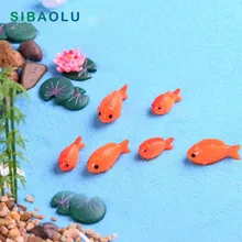 8 pc/lote Peixe Vermelho figuras em miniatura mini decorativa Musgo micro paisagem resina ornamentos brinquedo do bebê animais do jardim de fadas