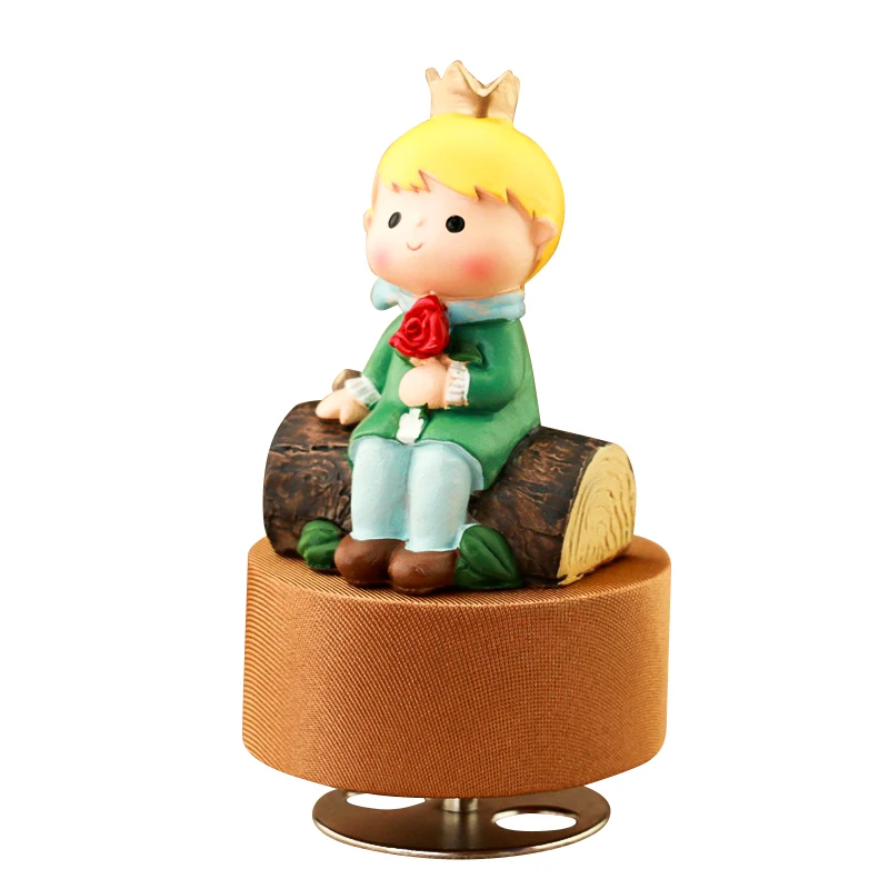 Музыкальная шкатулка Little Prince деревянная вращающаяся с круглой основой