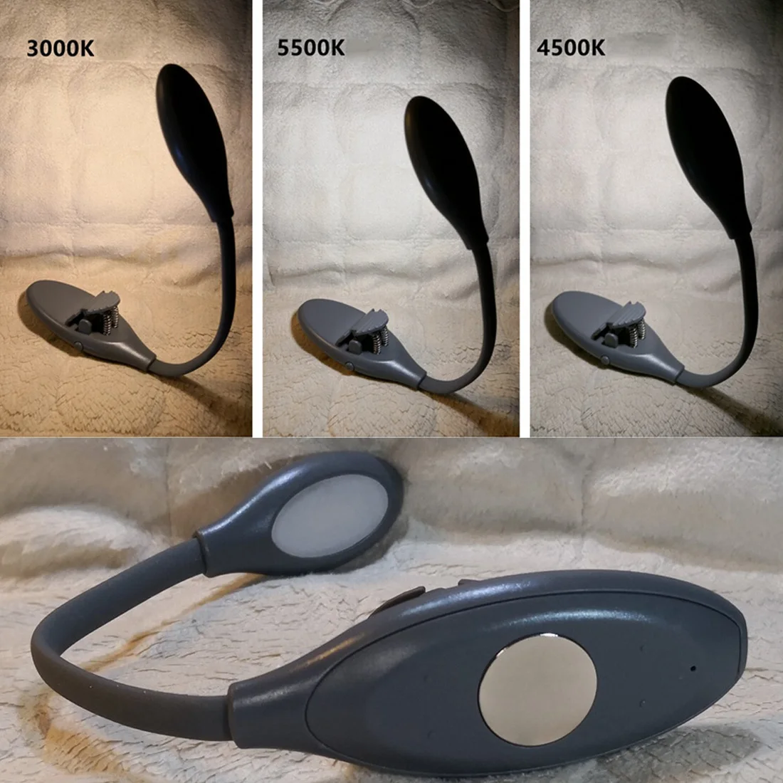 

USB Reading Lamp 3 Lights Adjusted Charging Clip Lamp LED Book Light for Kindle Night Reading Light Silicone Hose
