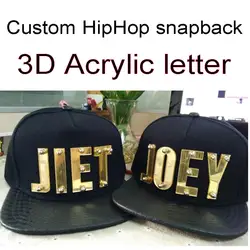 Pu козырек snapbacks пользовательские 3D акрил письма золотой хип-хоп DIY Имя Письмо взрослых PU шляпы личности 5 Бейсболки