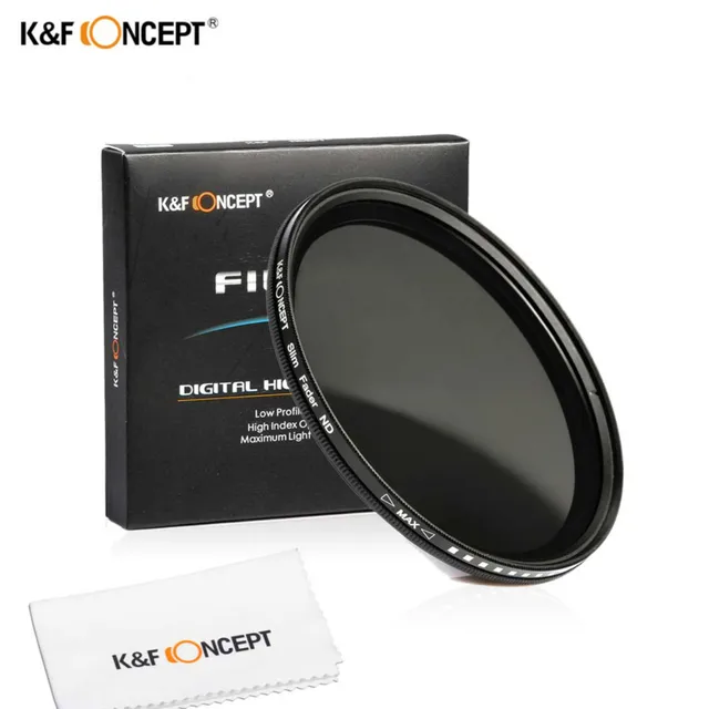 Cheap K&F CONCEPT 46mm Slim Fader Variable ND2 to ND400 Neutral Density Adjustable ND Lens Filter For Canon Nikon Sony Olympus
