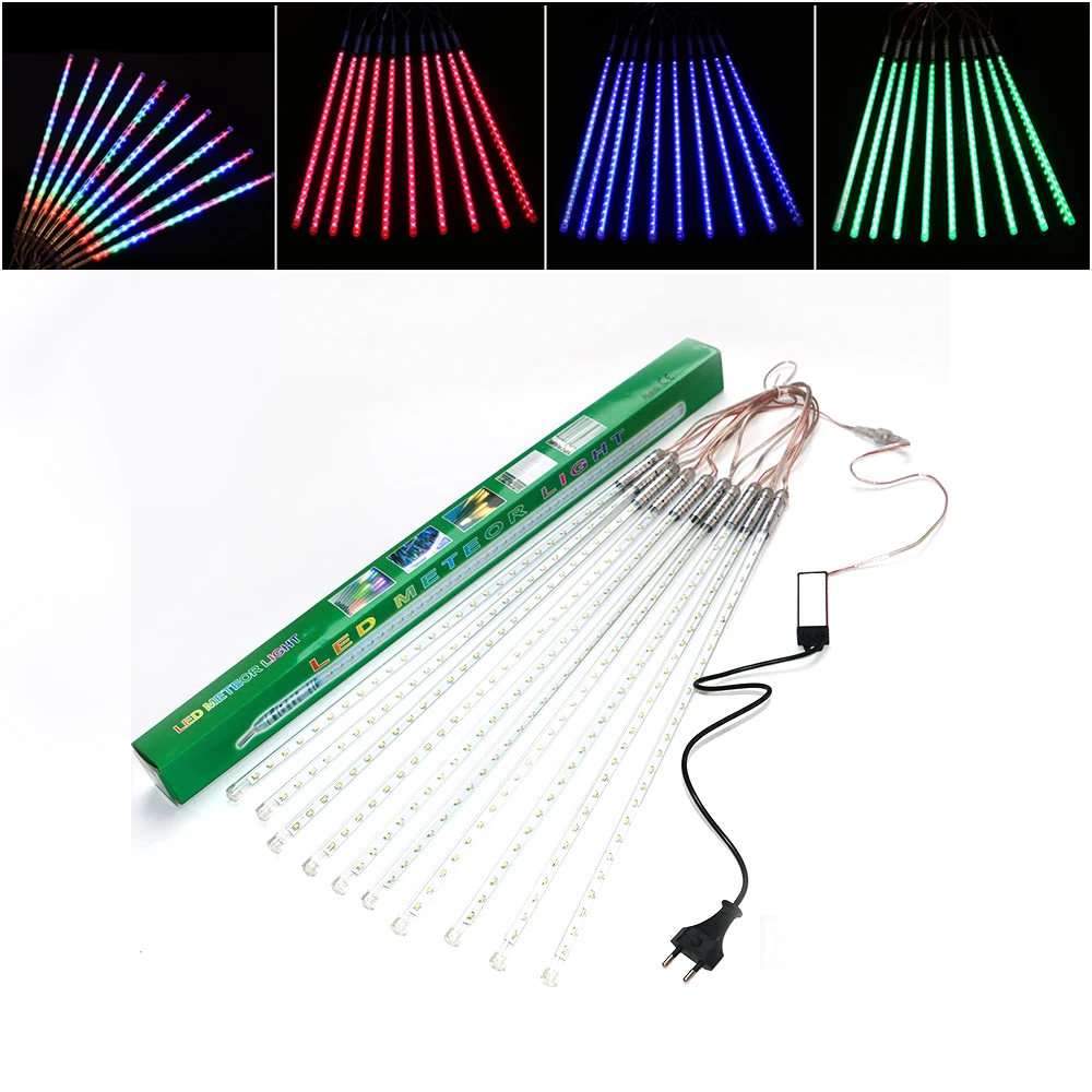 

ZjRight 50cm 400LED hollow meteor shower rain tubes lights Christmas outdoor landscape trees waterproof decorative String Lights