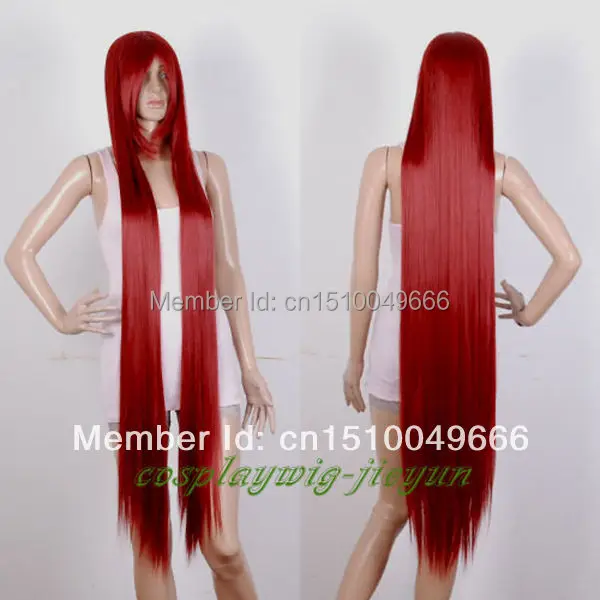 

FREE SHIP>>>NEW 120cm Heat Resistant Wine Red Extra Long Bang Straight Cosplay Party Wig
