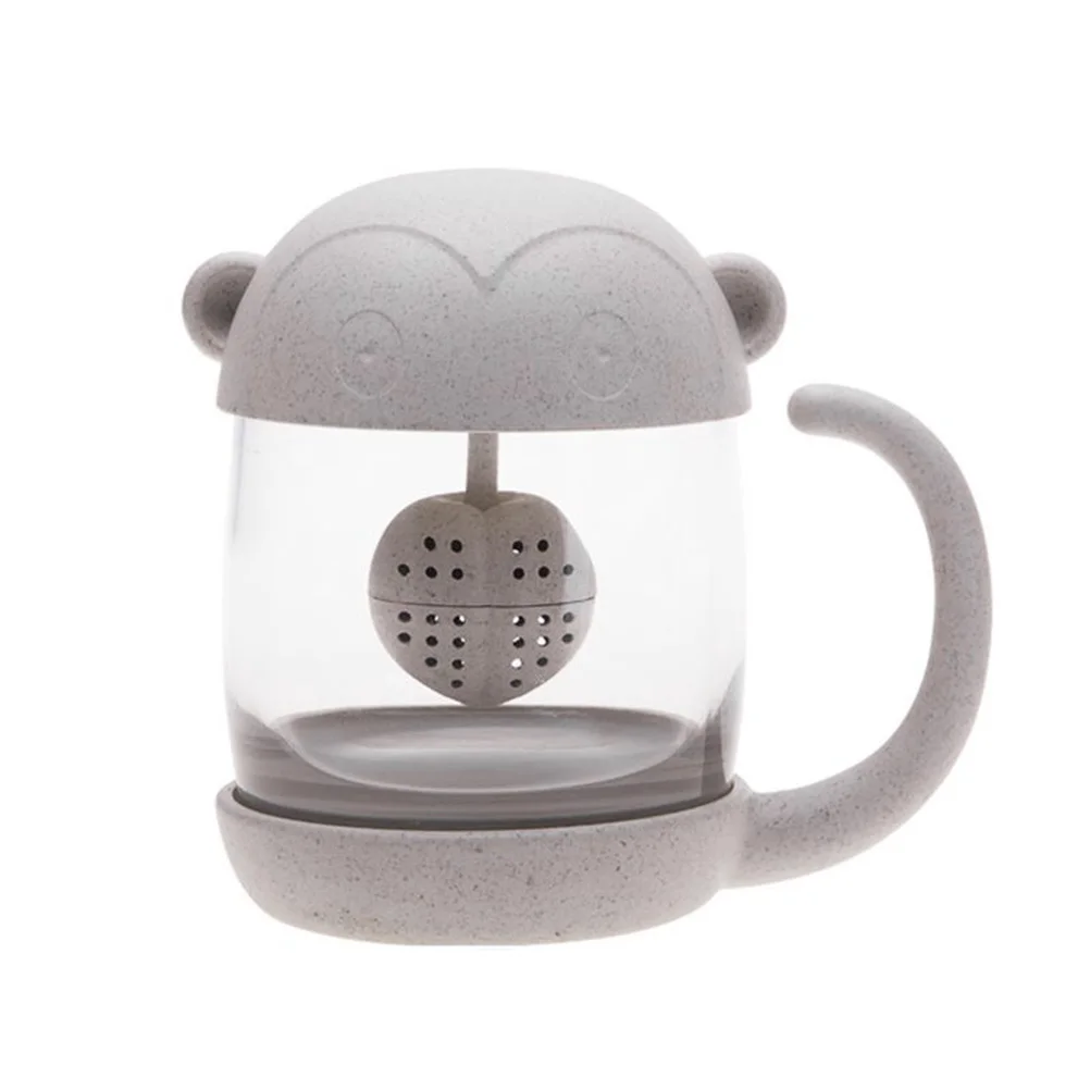 1 шт. стеклянная чайная чашка с рисунком кота обезьяны, бутылка для воды, чайный горшок с ситечком для заварки чая, фильтр для дома и офиса - Цвет: Monkey