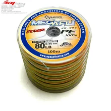 Подлинная MEGAFLI 20LB-120LB 8 strand 100 m PE смотанная леска линия/PE линия анти-укуса