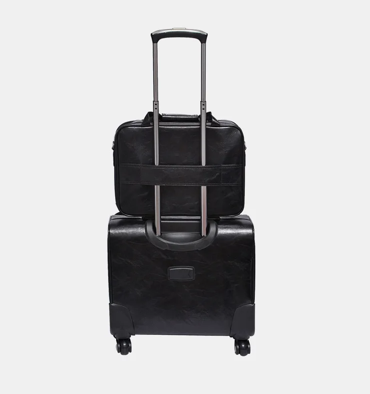 Letrend, мужской деловой чемодан на колёсиках из искусственной кожи, набор, Спиннер, Ретро стиль, тележка, 18 дюймов, для переноски чемоданов, колеса, Женская дорожная сумка