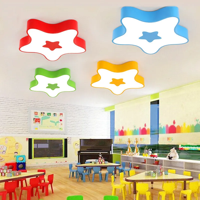 Us 114 75 15 Off Creative Color Stars Led Ceiling Lamp Children S Lamp Cartoon Starfish Warm Bedroom Ceiling Kinder Kindergarten Ceiling Lamps In