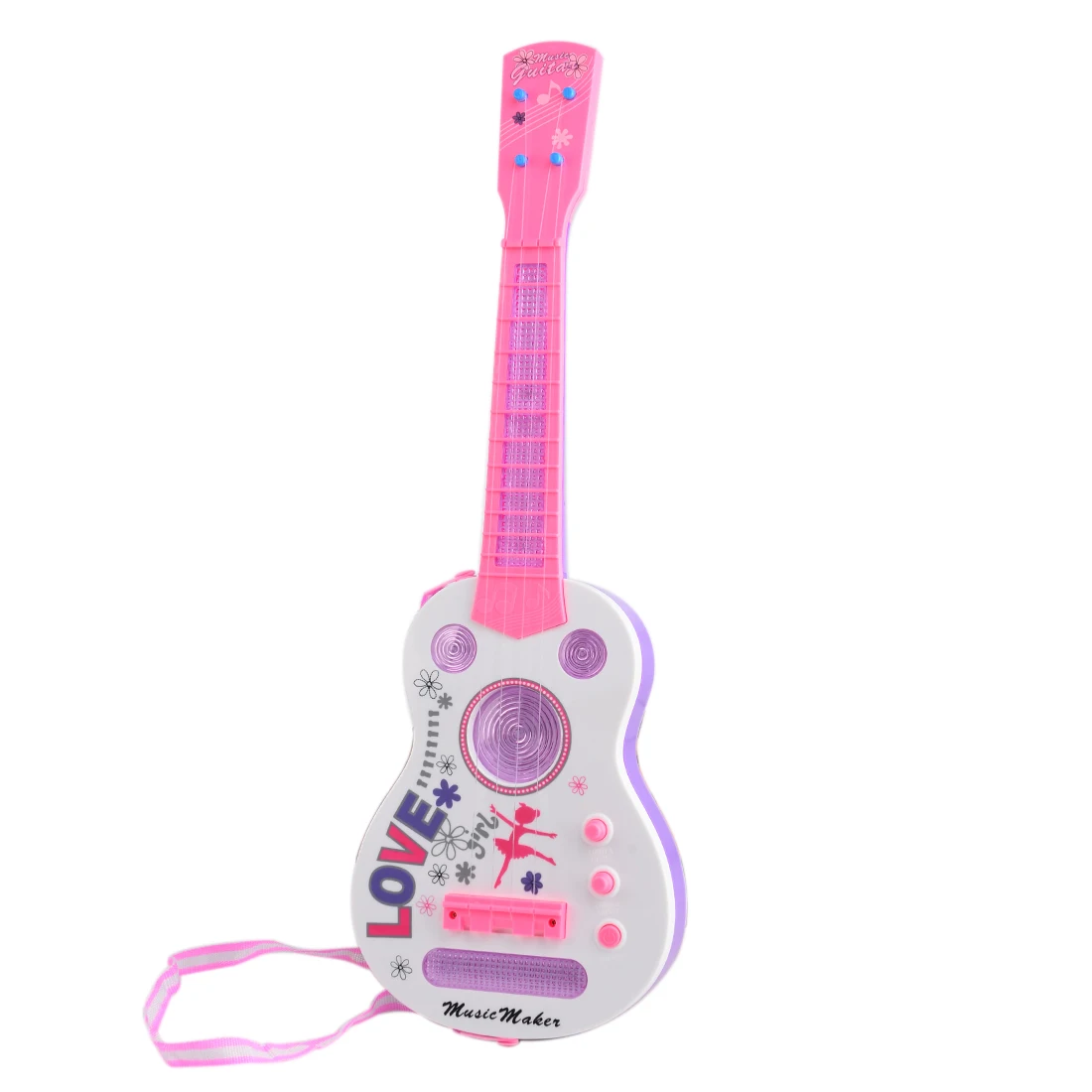 Дети Мини 4 струны Flash Simulation гитара дети музыкальные инструменты образовательная игрушка подарок-розовый - Цвет: Розовый