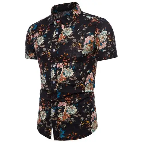 Мужские повседневные рубашки с коротким рукавом, лето, гавайская рубашка, облегающая, с различными рисунками, мужская одежда больших размеров, M-4XL 5XL - Цвет: TC09