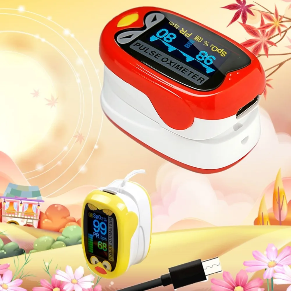 

Cute Pediatric Use Rechargable Oximeter Oximetro de Dedo de Pulso Fingertip Pulse Oximeter for Children Infant