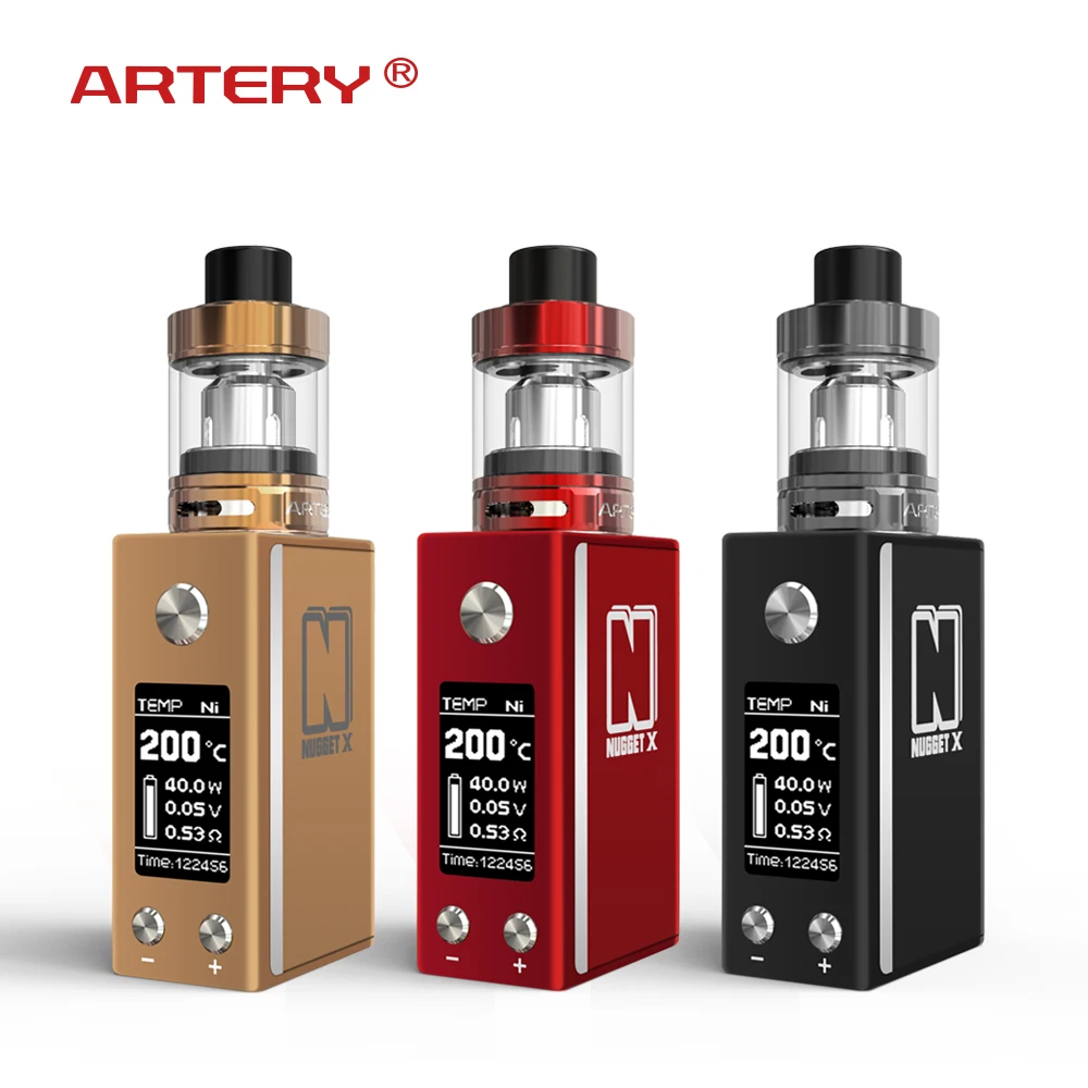 

Artery Nugget X TC E-cig Starter Kit with Nugget 50W Box Mod & 2ml AT22 Sub Ohm Tank Build-in 2000mah Battery Vape Mod Kit