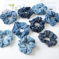 2019 свет Цвет Эластичность Scrunchie для женщин шнурок для волос для девочек галстук мода синий плед эластичная лента для волос хвост держатель