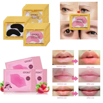 

Efero 4/1pcs 24k Gold Crystal Eye Patch Volumen Lips Mask Moisturizing Anti Aging Dark Circles Under Eye Gel Pad Eye Mask TSLM2