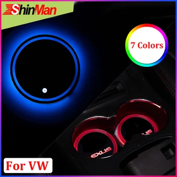 

ShinMan USB Cup light Car LED Coaster Cup Coaster Decorative Atmosphere light For Volkswagen Golf Jetta CC Polo Passat T5 Touran