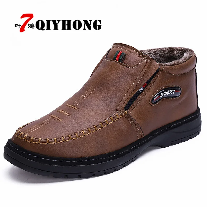 

Cheapest Winter Boots Men Martin boots Fashion Fur Flock Winter Shoes Men Leather Winter Ankle Boots Men Warm Casual Men Boots