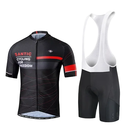 Santic, мужской комплект для велоспорта, Джерси, нагрудник, костюм для горного велосипеда, одежда для горного велосипеда, одежда для велоспорта, Майо, Ciclismo, комплекты для велоспорта - Цвет: Красный