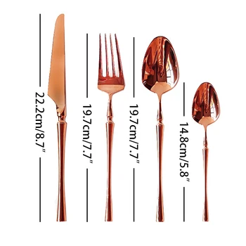 

4pcs/set Dinner Knife Fork Tablespoon Teaspoon Steak Knives Tableware Rose Gold Dinnerware setFlatware Sets Christmas Cutlery