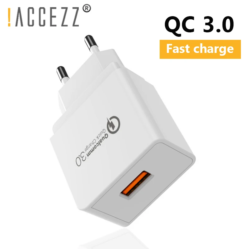 

!ACCEZZ QC 2.0 3.0 Universal EU Plug Quick Charge For iPhone X 8 7 6 Samsung Xiaomi Huawei Travel Wall Fast USB Charging Adapter