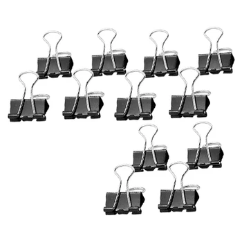 

2 PCS of 12 piece collection metal black documents binding clips 15mm